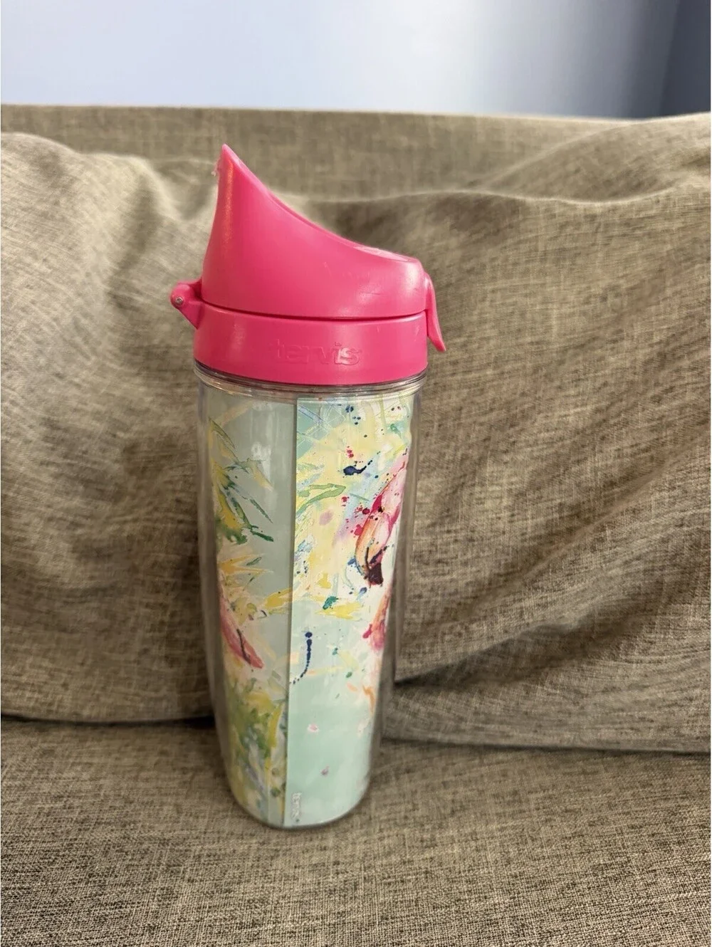 Tervis Flamingo Splash Watercolor Tumbler 24oz Pink Travel Lid Insulated